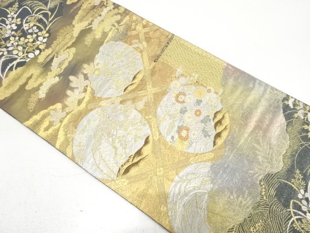 JAPANESE FUKURO OBI / WOVEN FLOWER ROUNDEL